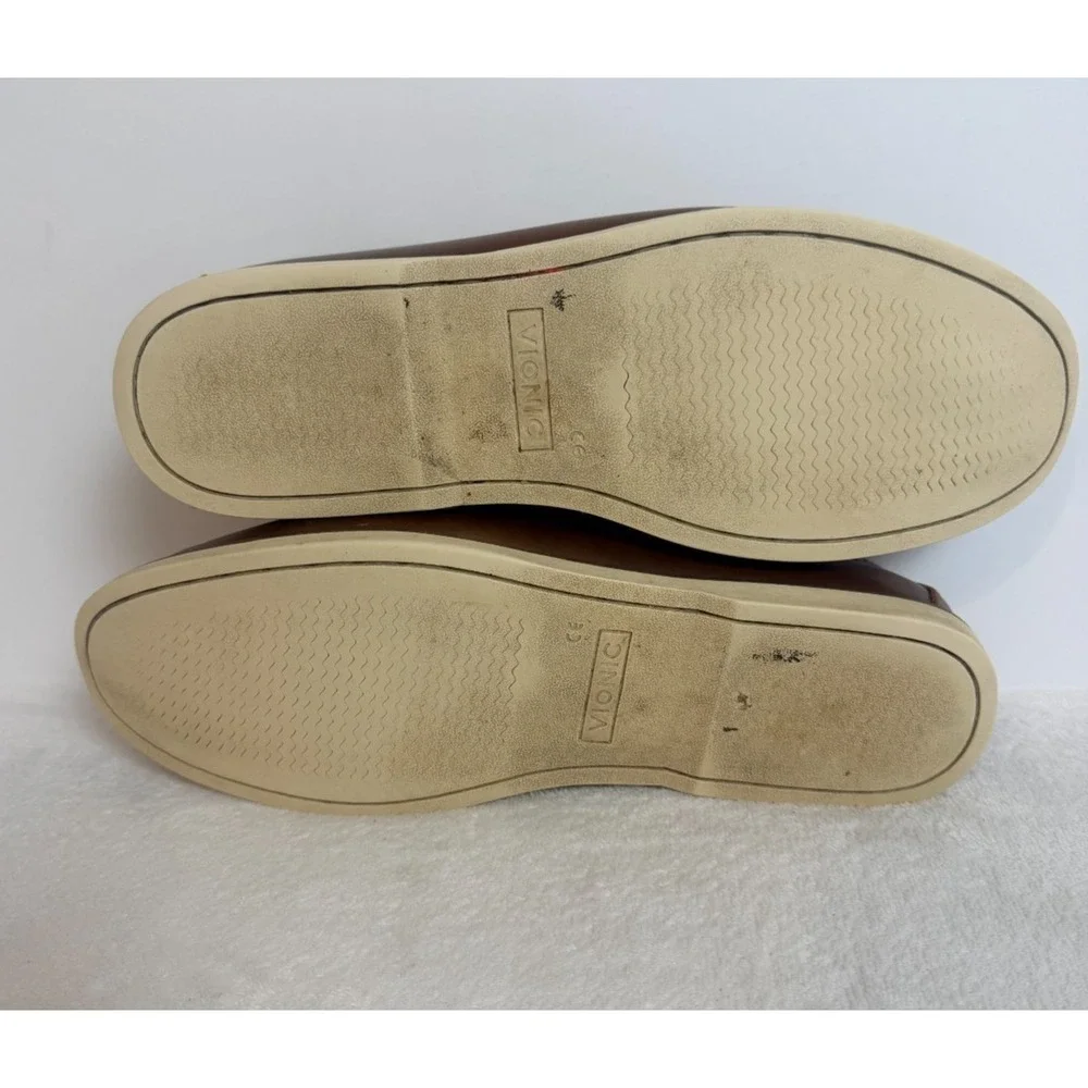 Vionic Men's Brown Leather Boat Shoes Loafers Comfort Casual Size 12